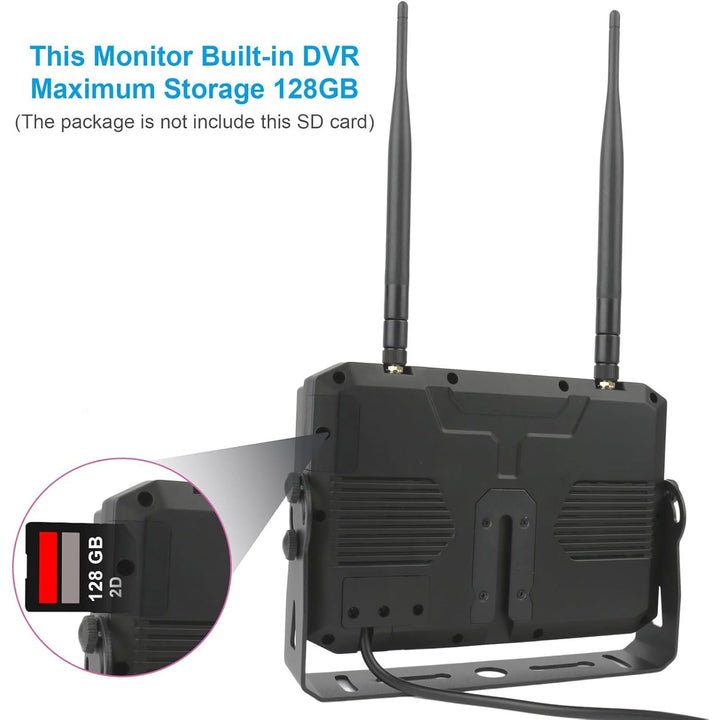 Wireless Backup Camera Kit+7" Built in DVR Monitor Rear/Front View Camera for Heavy Vehicle/5th Wheel Pickup/Truck/Trailer/Bus/Van/RV Camper with 1080P Stable Signal Camera - Just Closeouts Canada Inc.