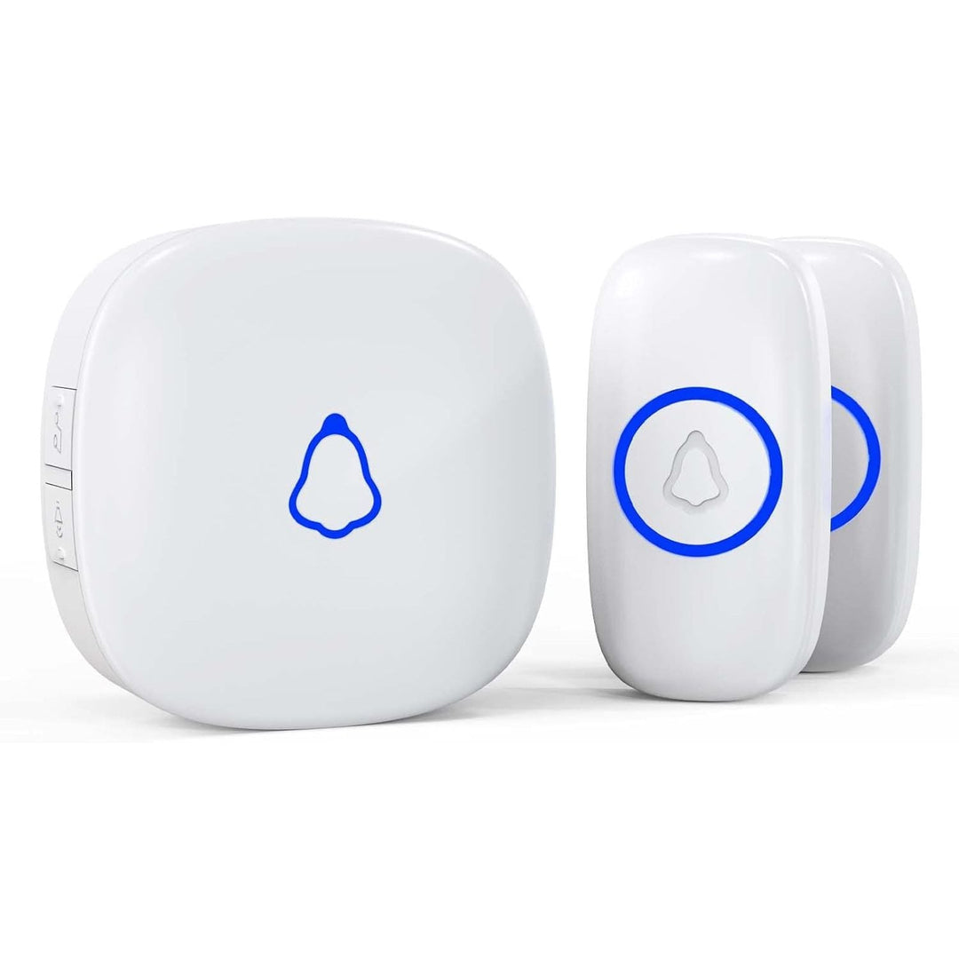 Wireless Doorbell with 2 Buttons, Easy Installation Waterproof Mini Doorbell Kits, 5 Adjustable Volumes, 58 Chimes, 1000Ft Range, LED Indicator, White - Just Closeouts Canada Inc.