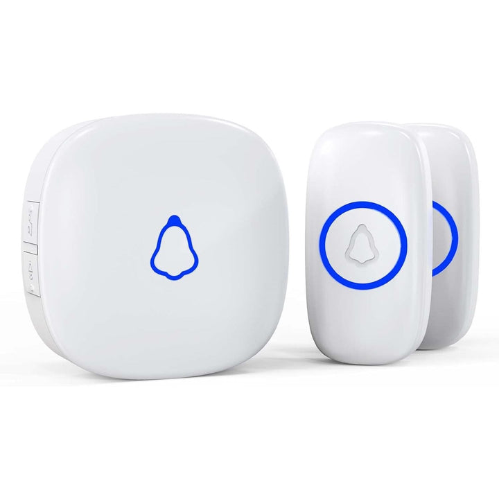 Wireless Doorbell with 2 Buttons, Easy Installation Waterproof Mini Doorbell Kits, 5 Adjustable Volumes, 58 Chimes, 1000Ft Range, LED Indicator, White - Just Closeouts Canada Inc.