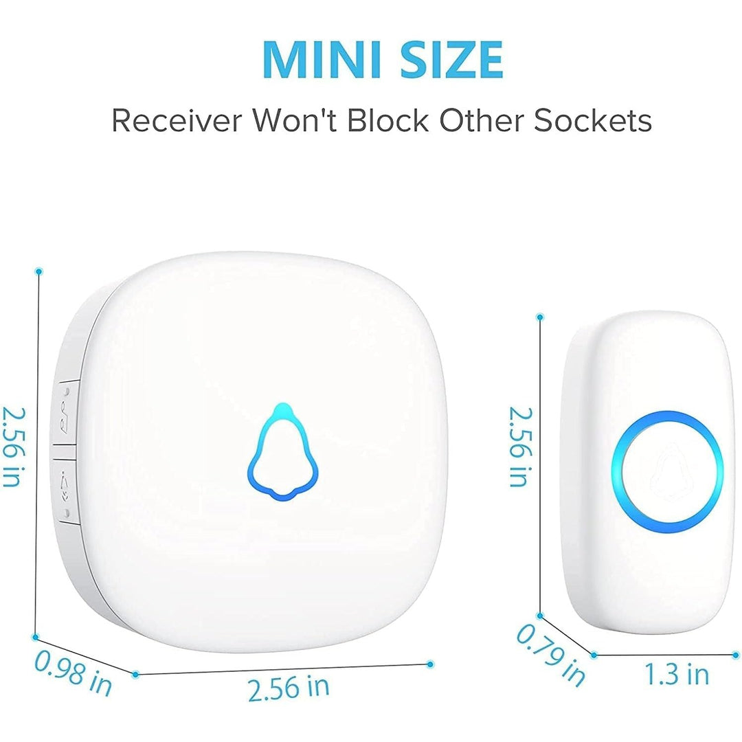 Wireless Doorbell with 2 Buttons, Easy Installation Waterproof Mini Doorbell Kits, 5 Adjustable Volumes, 58 Chimes, 1000Ft Range, LED Indicator, White - Just Closeouts Canada Inc.