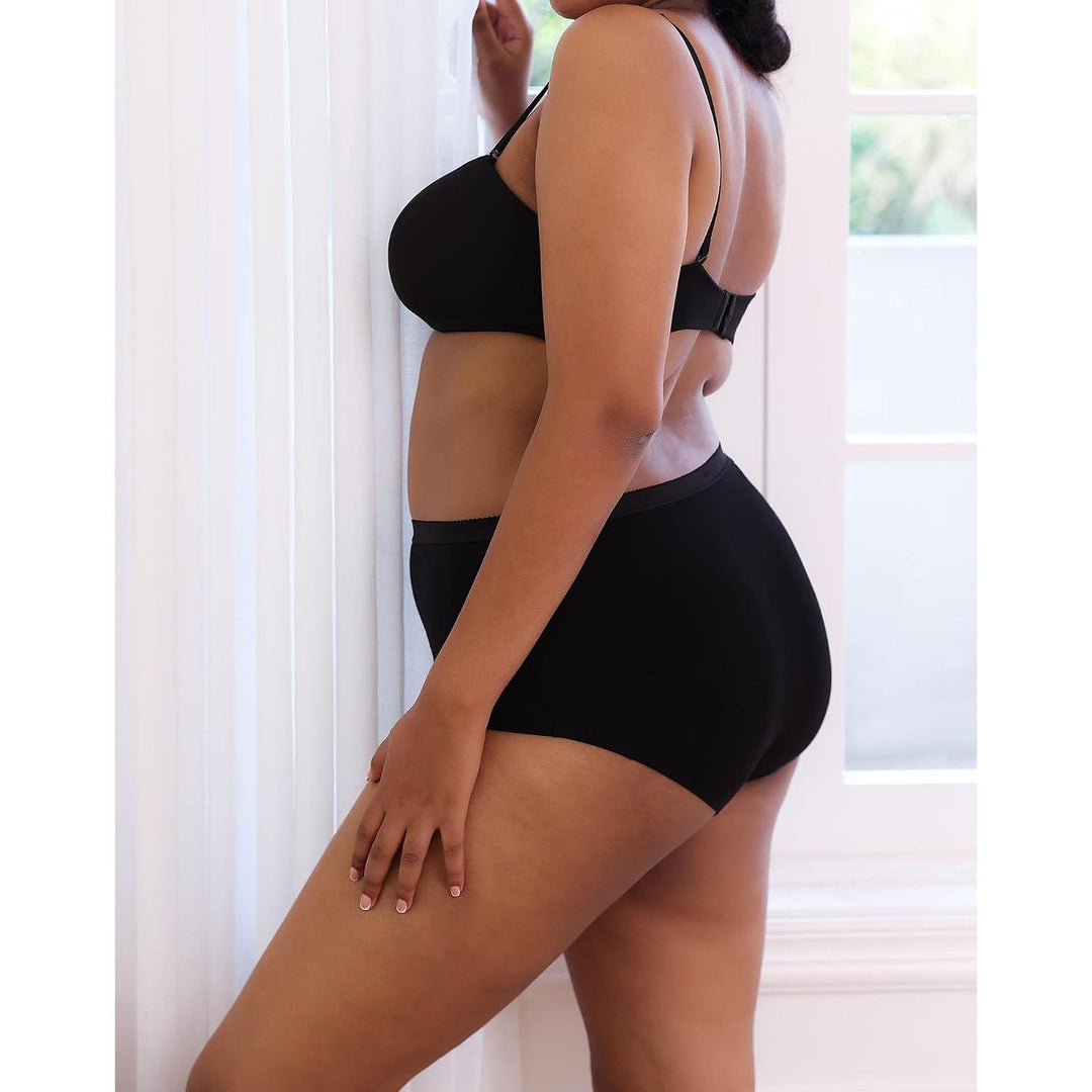 Women's Black High-Waisted Cotton Briefs, 5-Pack, 2XL - Just Closeouts Canada Inc.X003D6RS6X