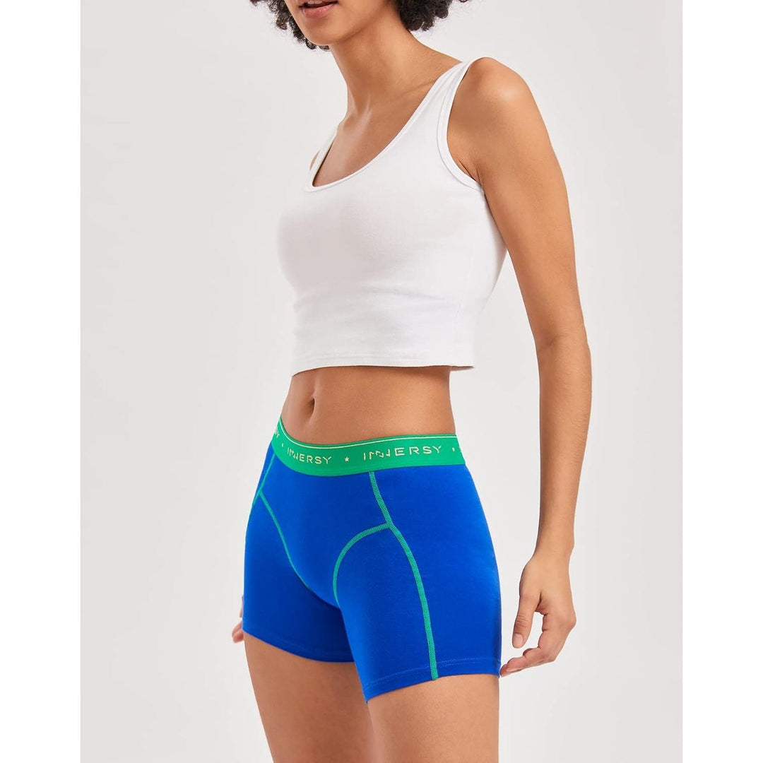 Women's Cotton Anti-Chafing Boxer Briefs, Blue Nude Trio, 3-Pack, Small - Just Closeouts Canada Inc.X003STCJ5F