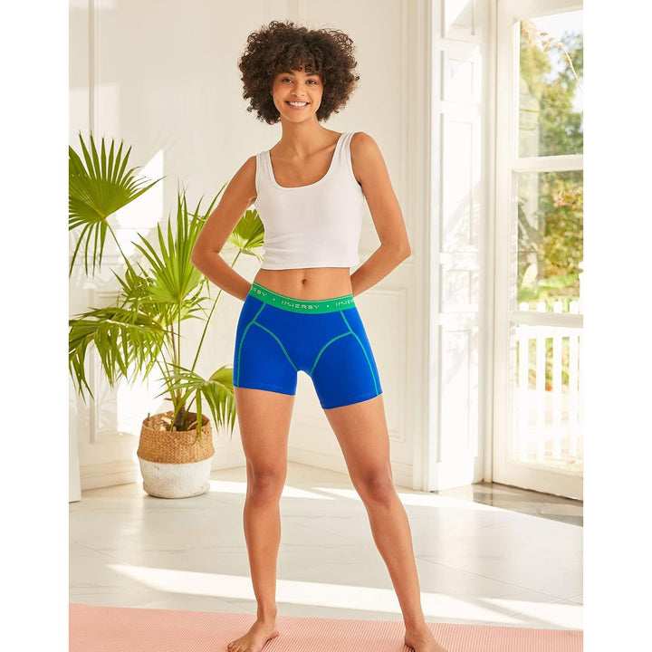 Women's Cotton Anti-Chafing Boxer Briefs, Blue Nude Trio, 3-Pack, Small - Just Closeouts Canada Inc.X003STCJ5F