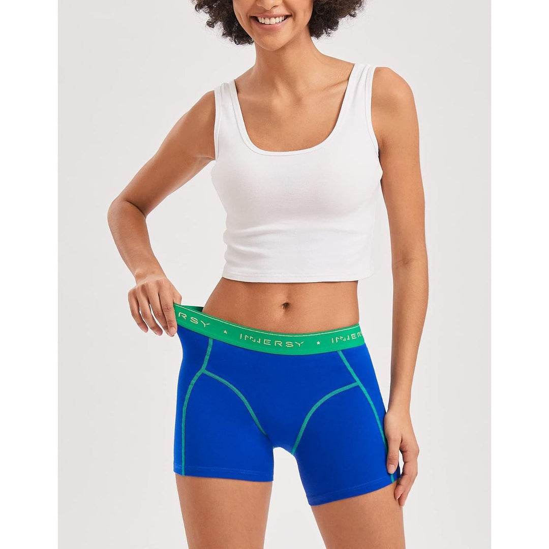 Women's Cotton Anti-Chafing Boxer Briefs, Blue Nude Trio, 3-Pack, Small - Just Closeouts Canada Inc.X003STCJ5F