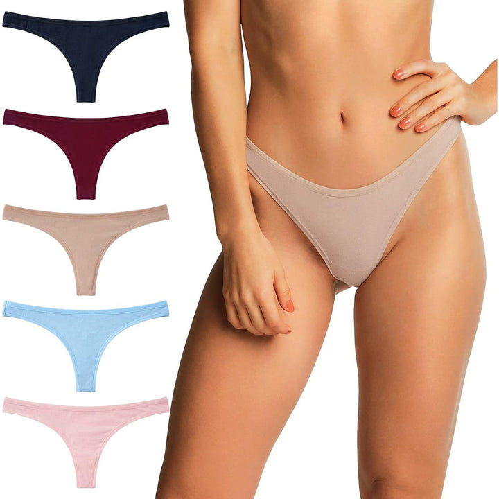 Women's Cotton Thongs, Basic Colours, 5-Pack, Medium - Just Closeouts Canada Inc.X0033ZJZ3X