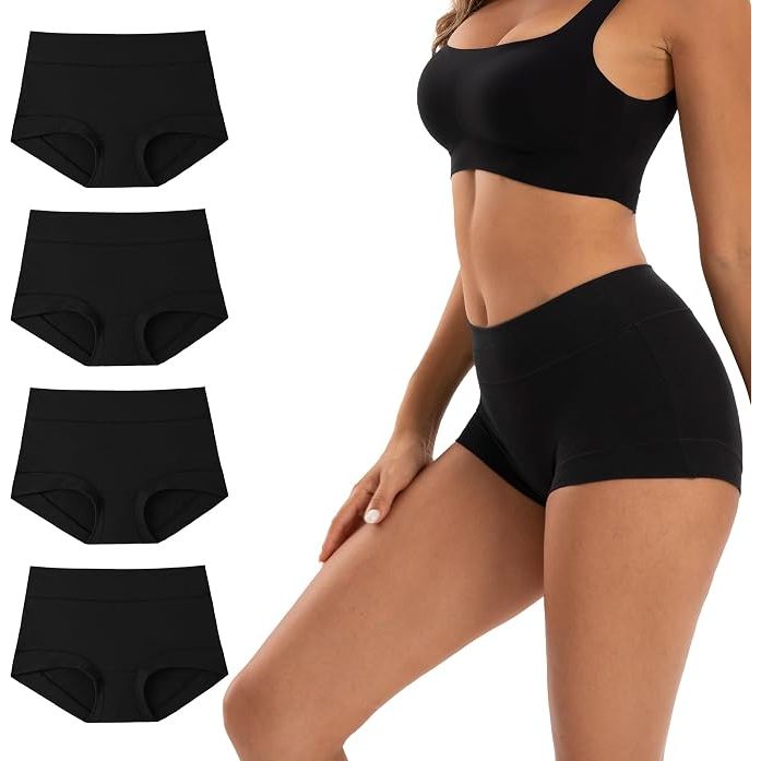Women's High-Waist Cotton Boxer Shorts Comfortable Boyshorts Underwear 4-Pack XXL - Just Closeouts Canada Inc.X004L79YVZ