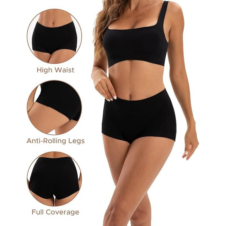 Women's High-Waist Cotton Boxer Shorts Comfortable Boyshorts Underwear 4-Pack XXL - Just Closeouts Canada Inc.X004L79YVZ