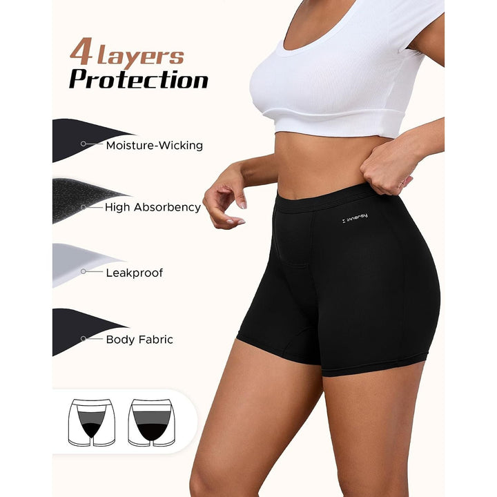Women's High-Waisted Period Boyshorts, Black, 3-Pack, Medium - Just Closeouts Canada Inc.X003Z5EHMP