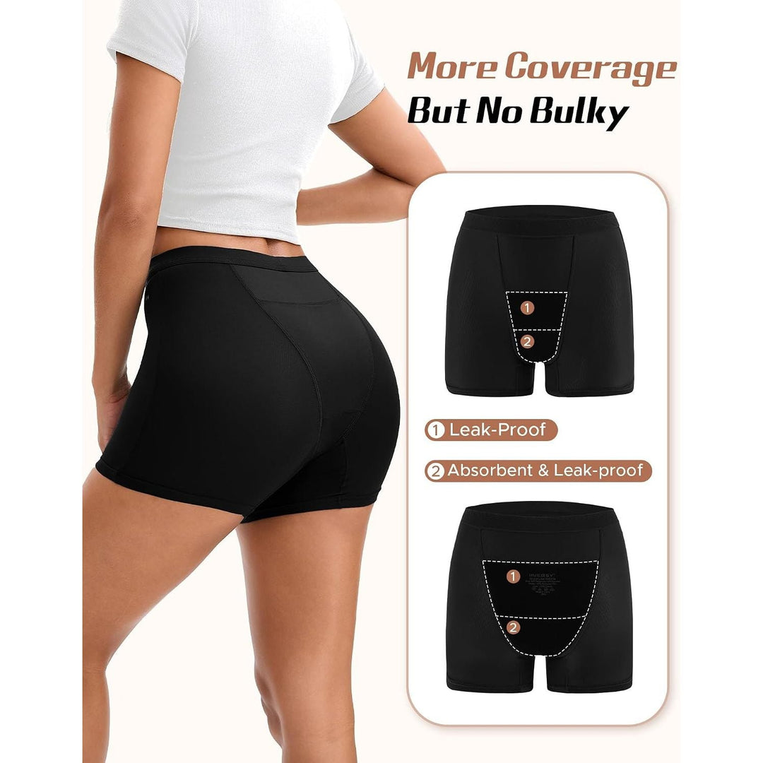 Women's High-Waisted Period Boyshorts, Black, 3-Pack, Medium - Just Closeouts Canada Inc.X003Z5EHMP