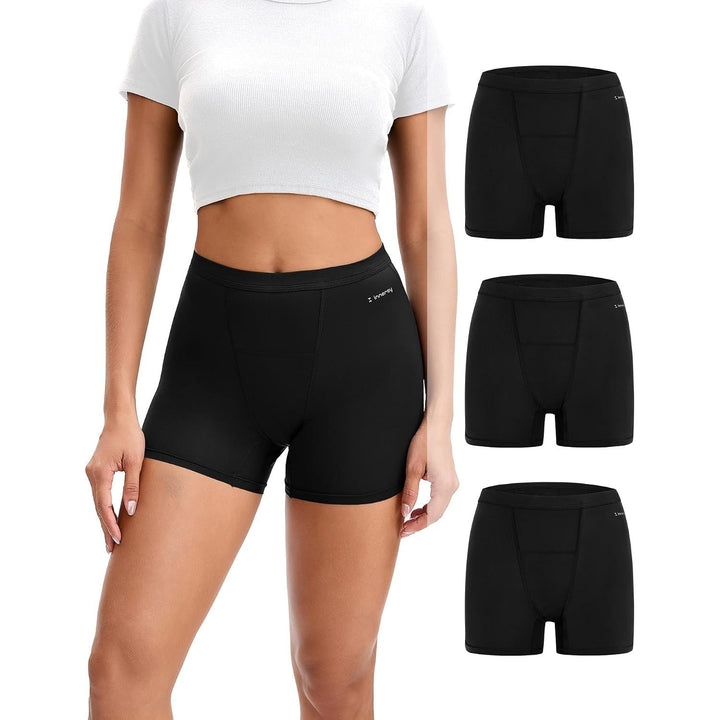 Women's High-Waisted Period Boyshorts, Black, 3-Pack, Medium - Just Closeouts Canada Inc.X003Z5EHMP