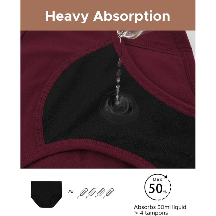 Women's High-Waisted Period Underwear, Vintage Dark, 3-Pack, Small - Just Closeouts Canada Inc.X004EDEYJX