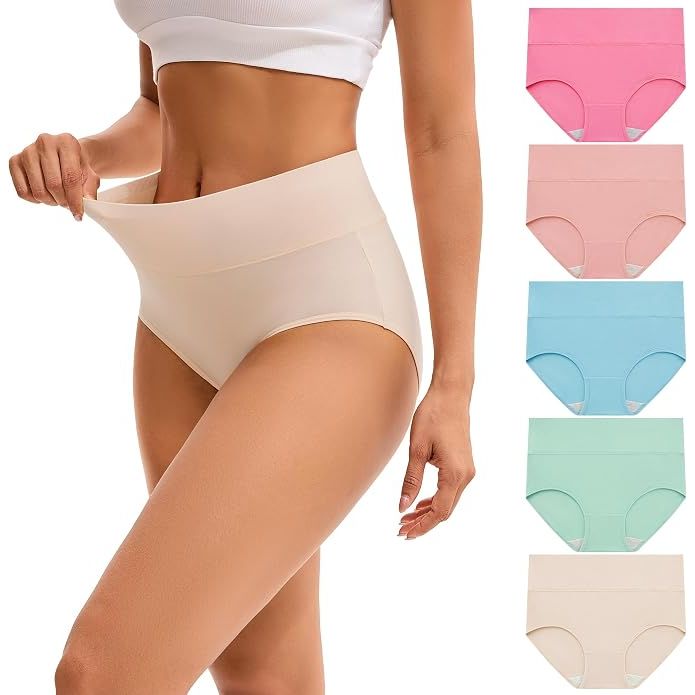 Womens High Waisted Underwear Cotton Plus Size Ladies Panties 5-Pack XL - Just Closeouts Canada Inc.X001R59VK3