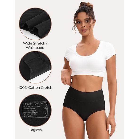 Womens High Waisted Underwear Cotton Plus Size Ladies Panties 5 Pack XL - Just Closeouts Canada Inc.X001W1NDLF
