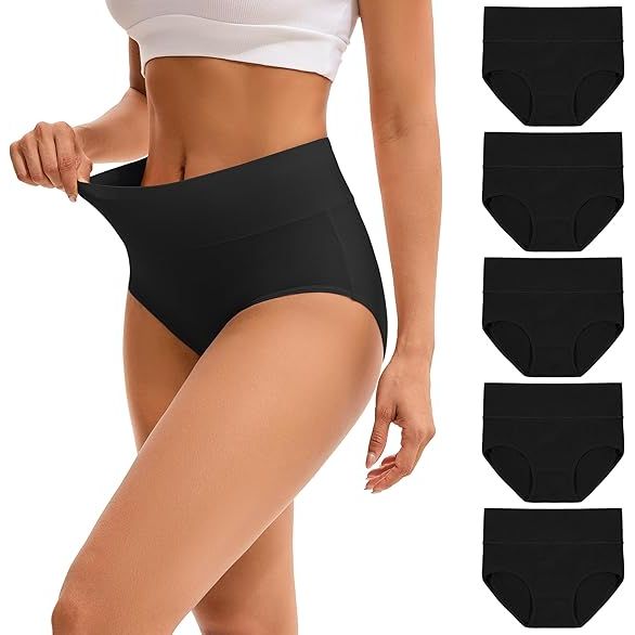 Womens High Waisted Underwear Cotton Plus Size Ladies Panties 5 Pack XL - Just Closeouts Canada Inc.X001W1NDLF