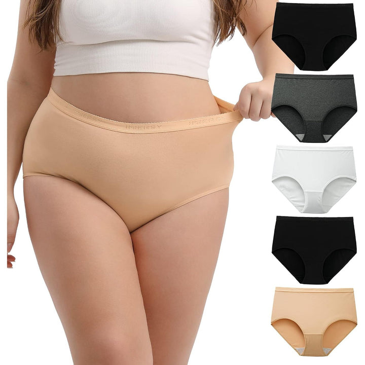 Women's Morning Mist High-Waisted Cotton Briefs, 5-Pack, 4XL - Just Closeouts Canada Inc.X003SKFA19