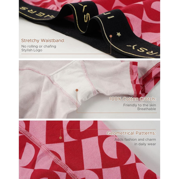 Women's Pink Check Cotton Boxer Briefs, 3-Pack, Large - Just Closeouts Canada Inc.X0042FS20Z