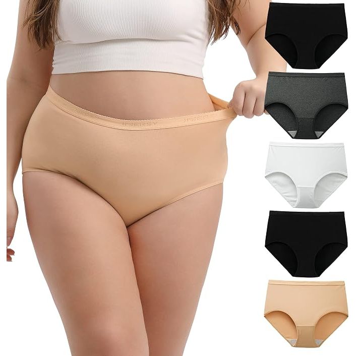 Women's Plus Size Underwear Cotton Stretchy High Waisted Briefs 5-Pack XXL - Just Closeouts Canada Inc.X003SJSIFP