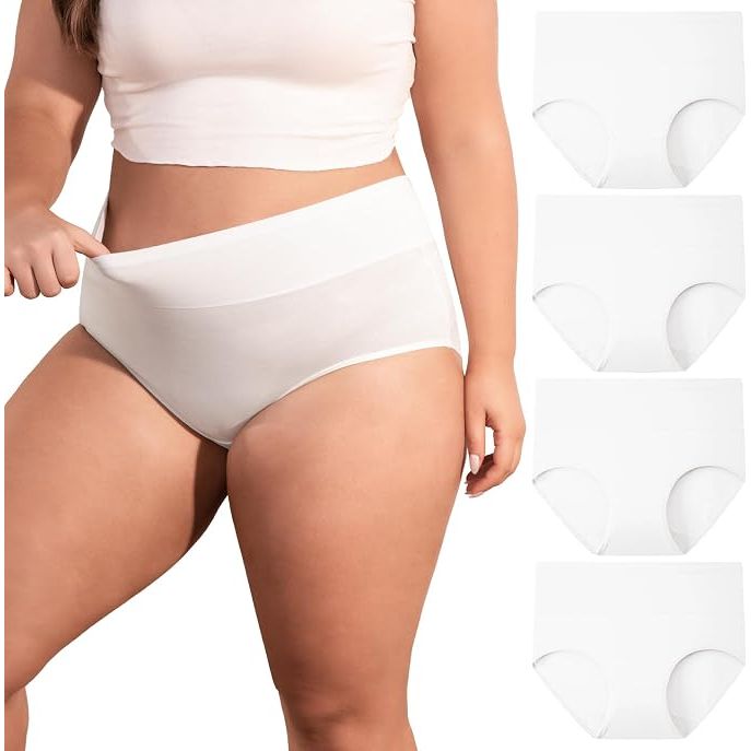 Women's Plus Size XL-5XL Full Coverage Underwear High Waisted Cotton Panties 4-Pack 4XL - Just Closeouts Canada Inc.X004HPW391