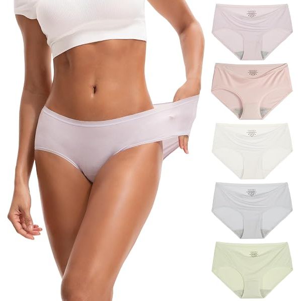 Women's Thin & Soft Modal Underwear No Show for Summer Everyday Wear Hipster Panties 5-Pack XS - Just Closeouts Canada Inc.X004M1CXUJ