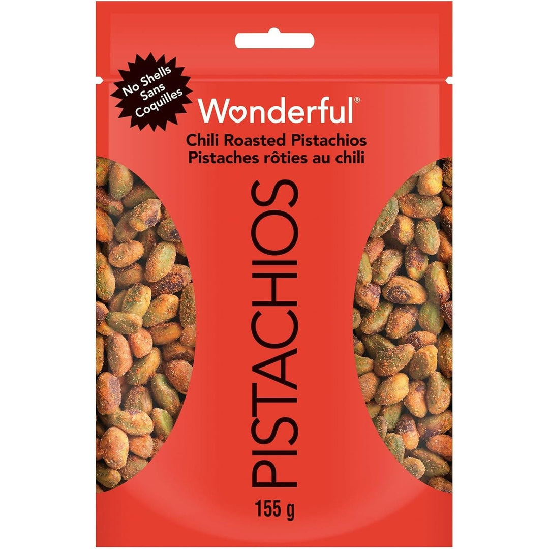 Wonderful Pistachios, No Shells, Chili Roasted, 155 g Resealable Pouch - Just Closeouts Canada Inc.