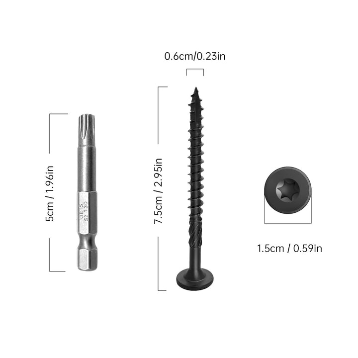 Wood Screws 14 x 3 Inch, Deck Screws 50Pcs, Heavy - Duty Outdoor Screws Assortment Fastener Kit, Rust Resistant epoxy Coated, T30 Star Bit (14 x 3) - Just Closeouts Canada Inc.