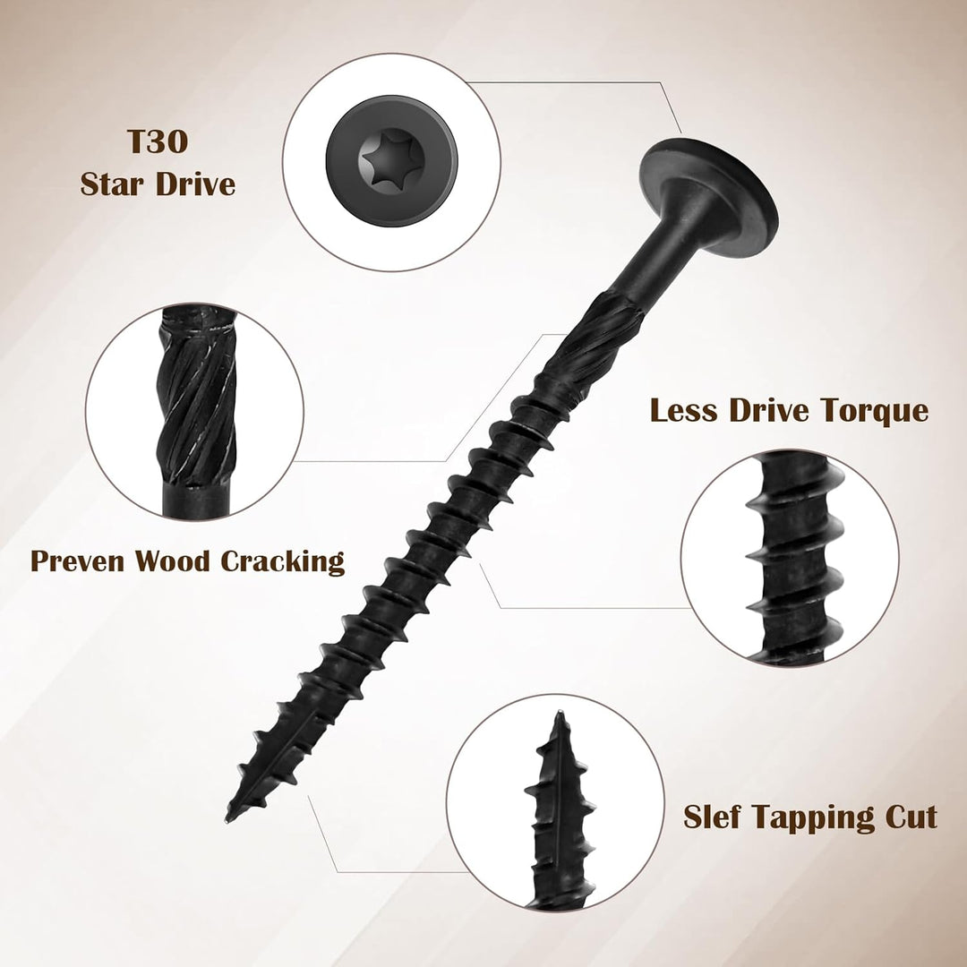 Wood Screws 14 x 3 Inch, Deck Screws 50Pcs, Heavy - Duty Outdoor Screws Assortment Fastener Kit, Rust Resistant epoxy Coated, T30 Star Bit (14 x 3) - Just Closeouts Canada Inc.