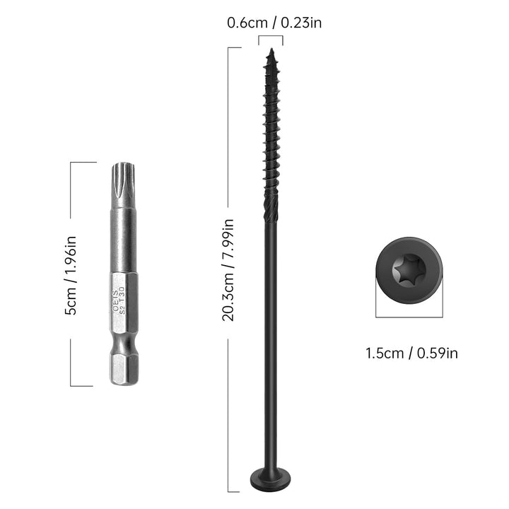 Wood Screws 14 x 8 Inch, Deck Screws 50Pcs, Heavy - Duty Outdoor Screws Assortment Fastener Kit, Rust Resistant epoxy Coated, T30 Star Bit (14 x 8) - Just Closeouts Canada Inc.
