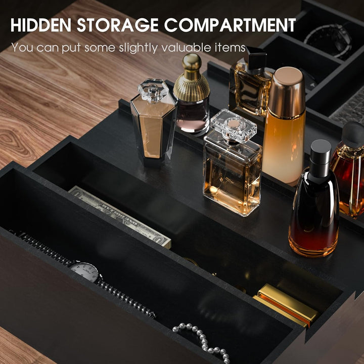 Wooden Cologne Organizer for Men, 5 Tier of Elevated Cologne Display Shelf with Drawer Storage, Perfume Organization and Storage Display Risers,Great Gift for Man (Black) - Just Closeouts Canada Inc.