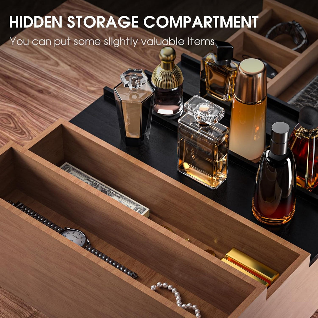 Wooden Cologne Organizer for Men, 5 Tier of Elevated Cologne Display Shelf with Drawer Storage, Perfume Organization and Storage Display Risers,Great Gift for Man (Walnut Black) - Just Closeouts Canada Inc.