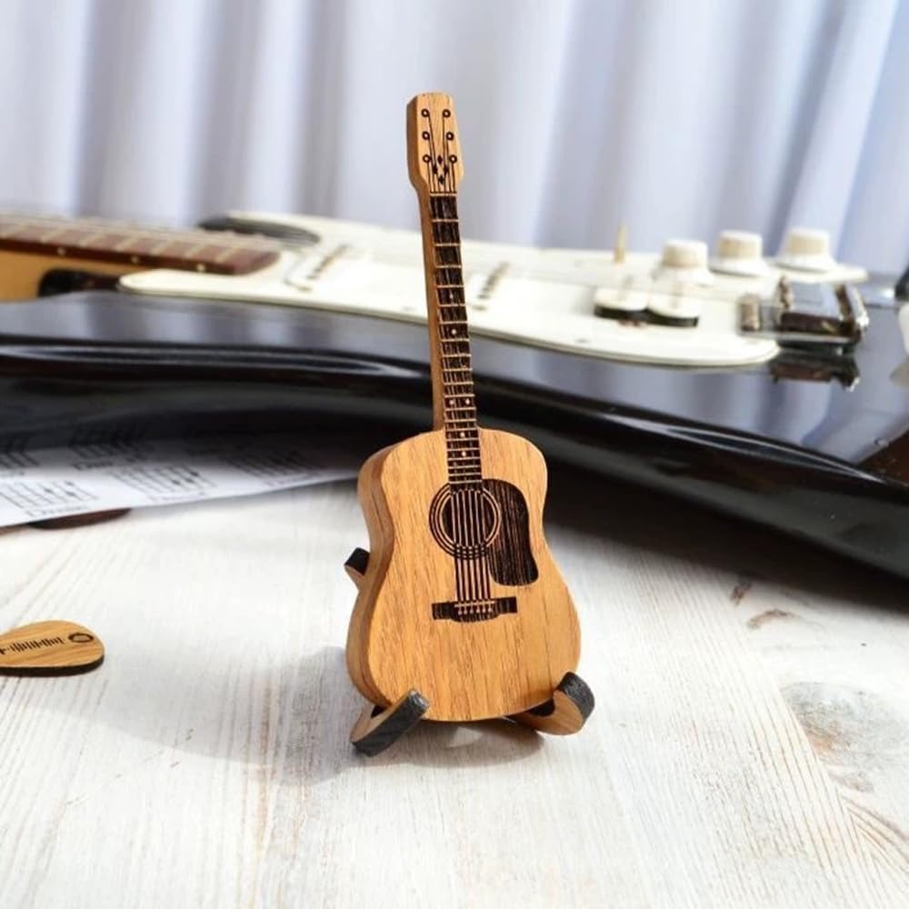 Wooden Mini Guitar Pick Holders with Stands, 2-Pack - Just Closeouts Canada Inc.X004J29N9P