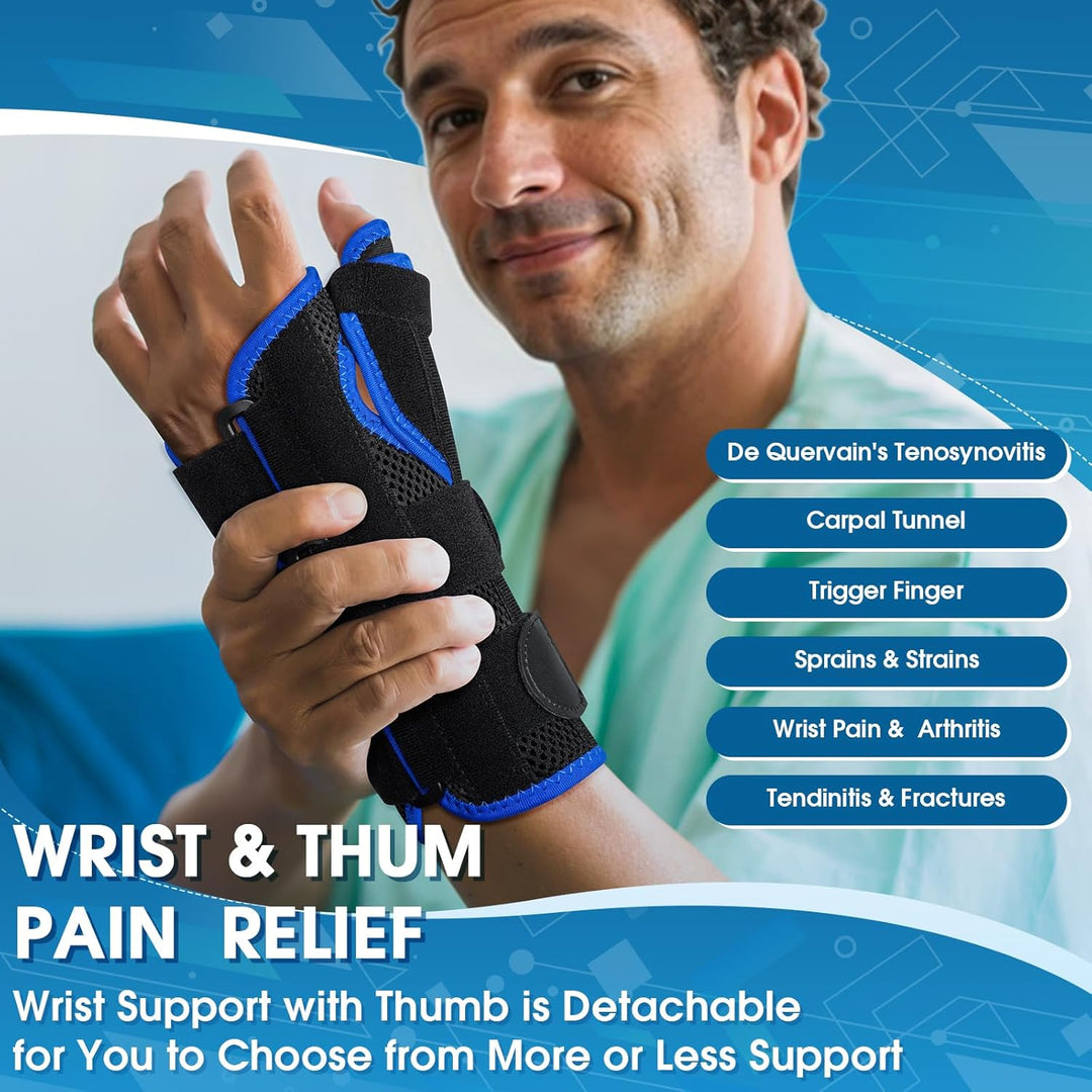 Wrist Brace with Thumb Spica Splint - Adjustable Thumb Wrist Support for Arthritis, Sprains, Tendonitis, Ligament Injury, Carpal Tunnel, De Quervain's Tenosynovitis and Protection fit Women & Men (Left Hand) - Just Closeouts Canada Inc.