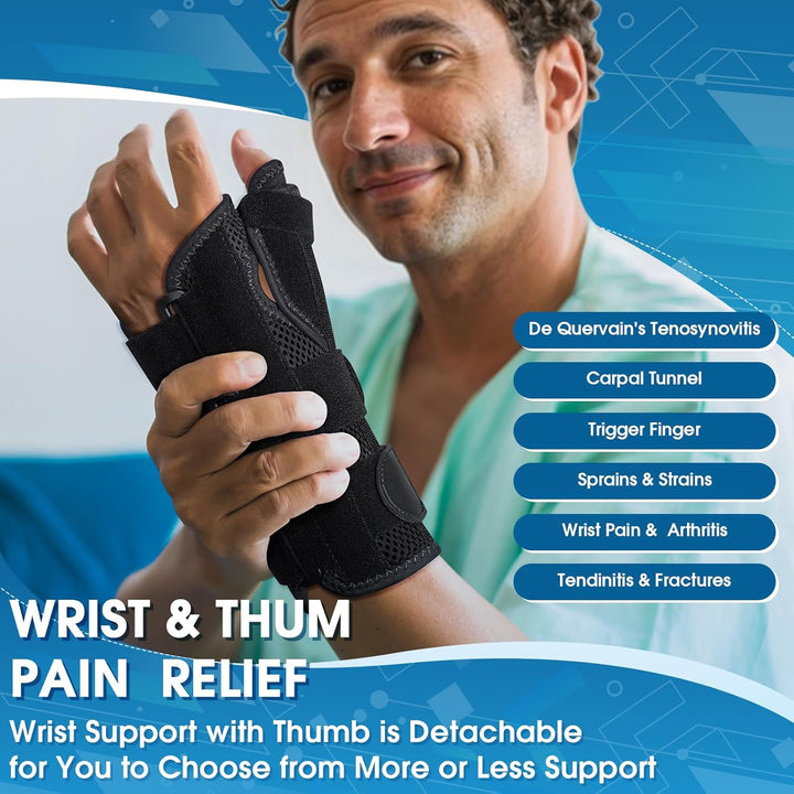 Wrist Brace with Thumb Support,Thumb Spica Splint Left Hand for De Quervain's Tenosynovitis Splint,Wrist and Thumb Brace for Women/Men One Size Adjustable (Black Left Hand) - Just Closeouts Canada Inc.X003W5ZCMH