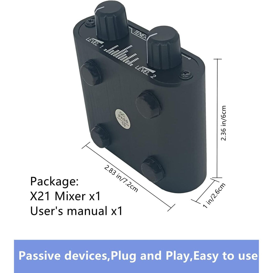 X21 2 Way Audio Mixer 3.5mm Unpowered Mixer, 2 to 1 Stereo Aux Line Levels Control Box - Just Closeouts Canada Inc.