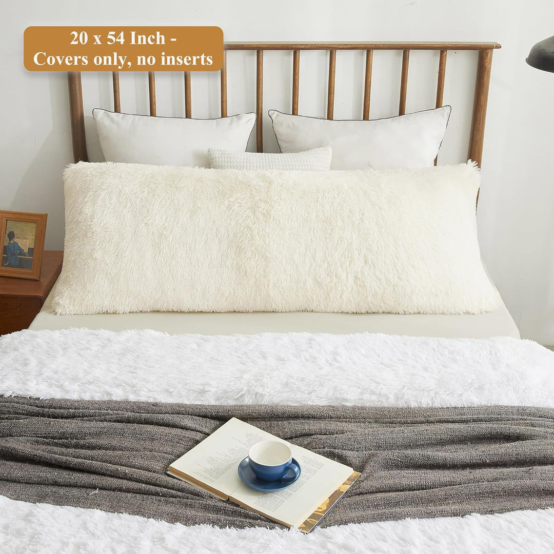 XeGe Luxury Shaggy Faux Fur Body Pillow Cover, Fluffy Bed Pillow Case with Zipper Closure, Soft Decorative Plush Long Pillow Sham, Fuzzy Hug Pillow for Home Bedroom Pregnant Women 20"x54" - Just Closeouts Canada Inc.