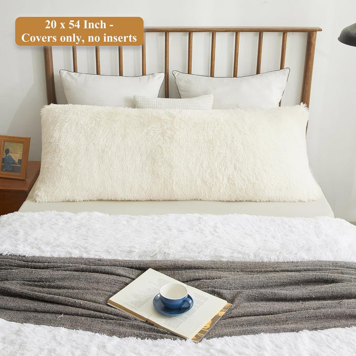 XeGe Luxury Shaggy Faux Fur Body Pillow Cover, Fluffy Bed Pillow Case with Zipper Closure, Soft Decorative Plush Long Pillow Sham, Fuzzy Hug Pillow for Home Bedroom Pregnant Women 20"x54" - Just Closeouts Canada Inc.