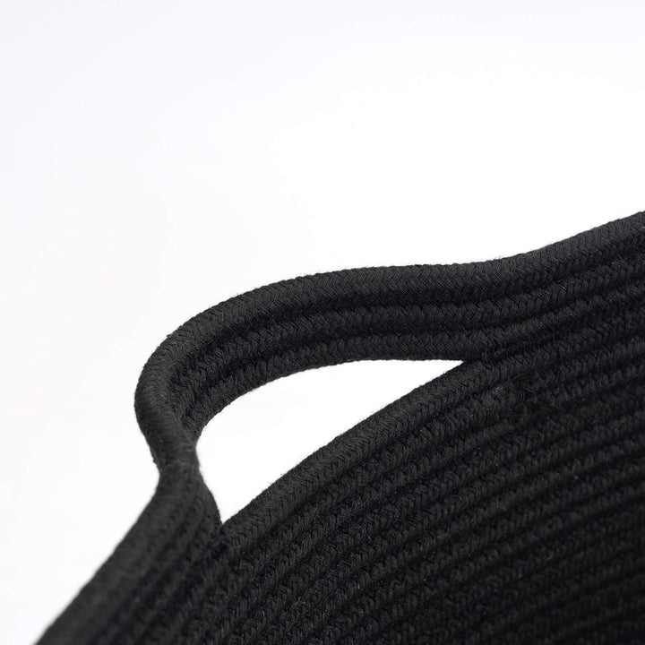 XXXLarge Cotton Rope Basket 21.7" x 21.7" x 13.8" Blanket Basket Woven Wicker Basket Baby Laundry Basket for Toys Storage Basket with Handle Comforter Storage Bins Thread Laundry Hamper (Dark Grey Black) - Just Closeouts Canada Inc.