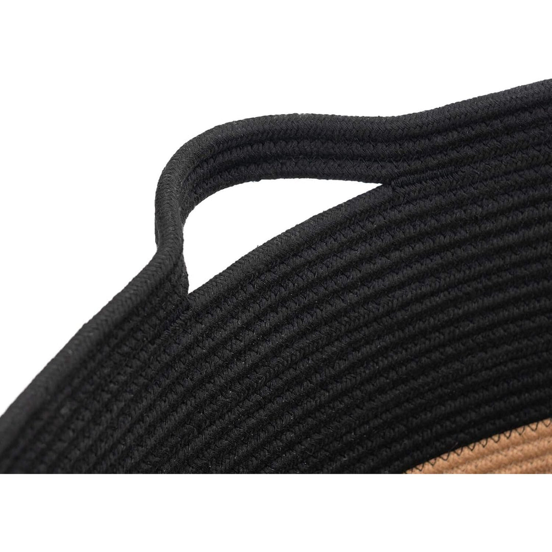 XXXLarge Cotton Rope Basket, 21.7" x 21.7" x 13.8", Woven Wicker Basket, Baby Laundry Hamper for Blankets, Toys Storage Basket with Handle, Camel Black - Just Closeouts Canada Inc.