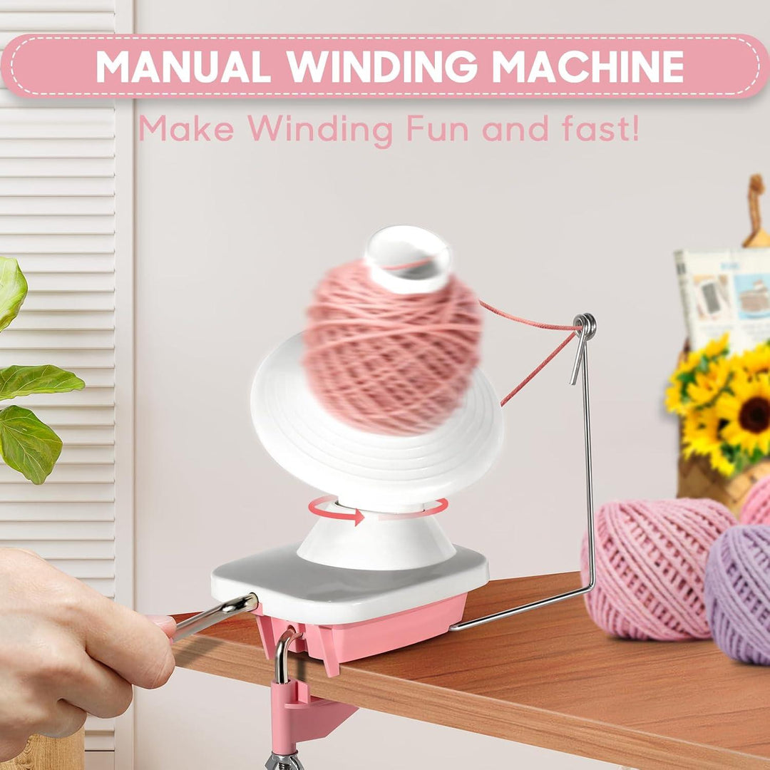 Yarn Winder for Crocheting, Anti - slip Yarn Ball Winder Efficiently Make Neat Yarn Cake, Yarn Cake Winder with Lower Noise for Fiber and Wool Thread Balls, Knitting Lover's Helper Gift (Pink) - Just Closeouts Canada Inc.