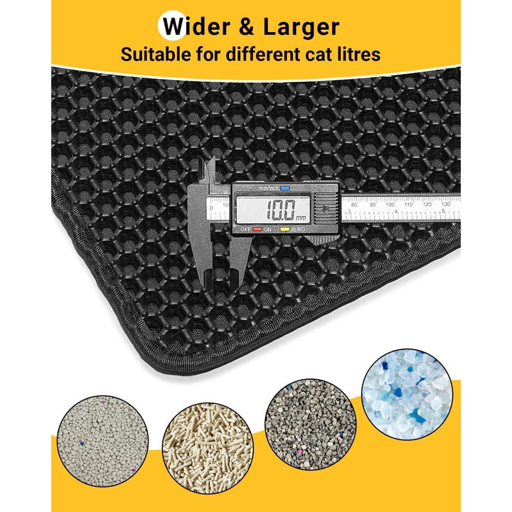 Ycozy Extra Large Cat Litter Mat 90 X 60 cm Kitty Litter Trapping Mat for Litter Box - Honeycomb Black Hole Design - Waterproof, Urine Proof Trapper - Scatter Control, Easy Clean Rug for Litter Tray - Just Closeouts Canada Inc.