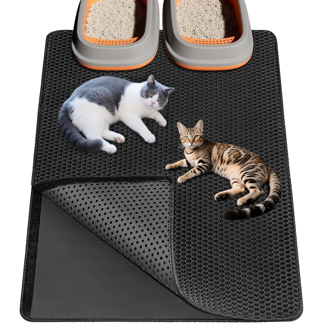 Ycozy Extra Large Cat Litter Mat 90 X 60 cm Kitty Litter Trapping Mat for Litter Box - Honeycomb Black Hole Design - Waterproof, Urine Proof Trapper - Scatter Control, Easy Clean Rug for Litter Tray - Just Closeouts Canada Inc.