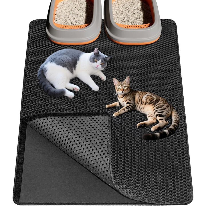 Ycozy Extra Large Cat Litter Mat 90 X 60 cm Kitty Litter Trapping Mat for Litter Box - Honeycomb Black Hole Design - Waterproof, Urine Proof Trapper - Scatter Control, Easy Clean Rug for Litter Tray - Just Closeouts Canada Inc.