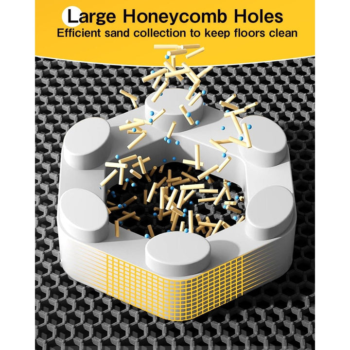 Ycozy Extra Large Cat Litter Mat 90 X 60 cm Kitty Litter Trapping Mat for Litter Box - Honeycomb Black Hole Design - Waterproof, Urine Proof Trapper - Scatter Control, Easy Clean Rug for Litter Tray - Just Closeouts Canada Inc.