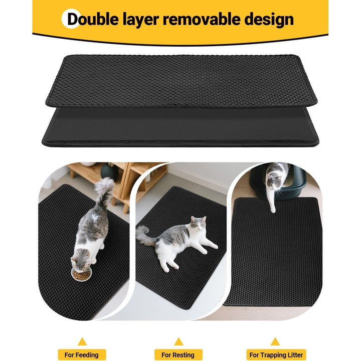 Ycozy Extra Large Cat Litter Mat 90 X 60 cm Kitty Litter Trapping Mat for Litter Box - Honeycomb Black Hole Design - Waterproof, Urine Proof Trapper - Scatter Control, Easy Clean Rug for Litter Tray - Just Closeouts Canada Inc.
