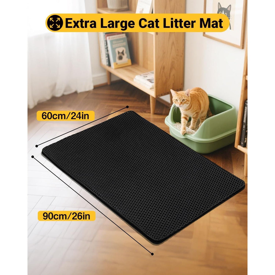 Ycozy Extra Large Cat Litter Mat 90 X 60 cm Kitty Litter Trapping Mat for Litter Box - Honeycomb Black Hole Design - Waterproof, Urine Proof Trapper - Scatter Control, Easy Clean Rug for Litter Tray - Just Closeouts Canada Inc.