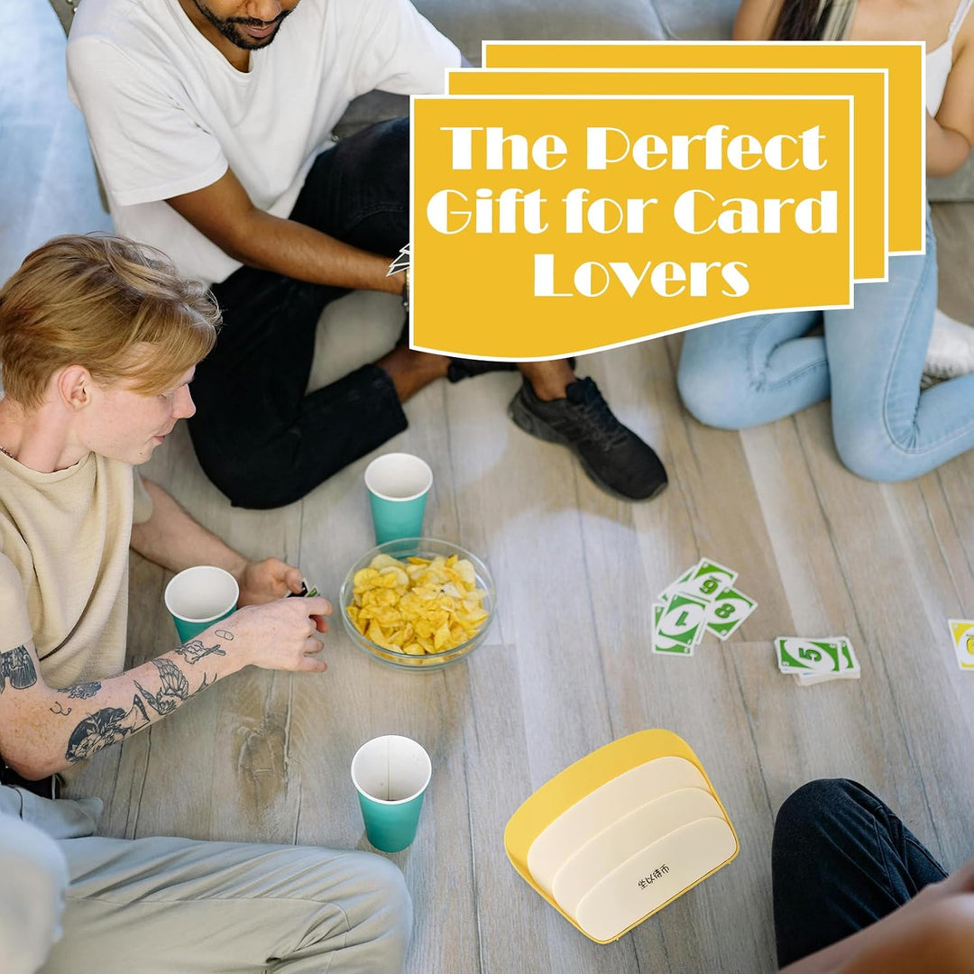Four-pack of yellow three-slot playing card holders, view 6