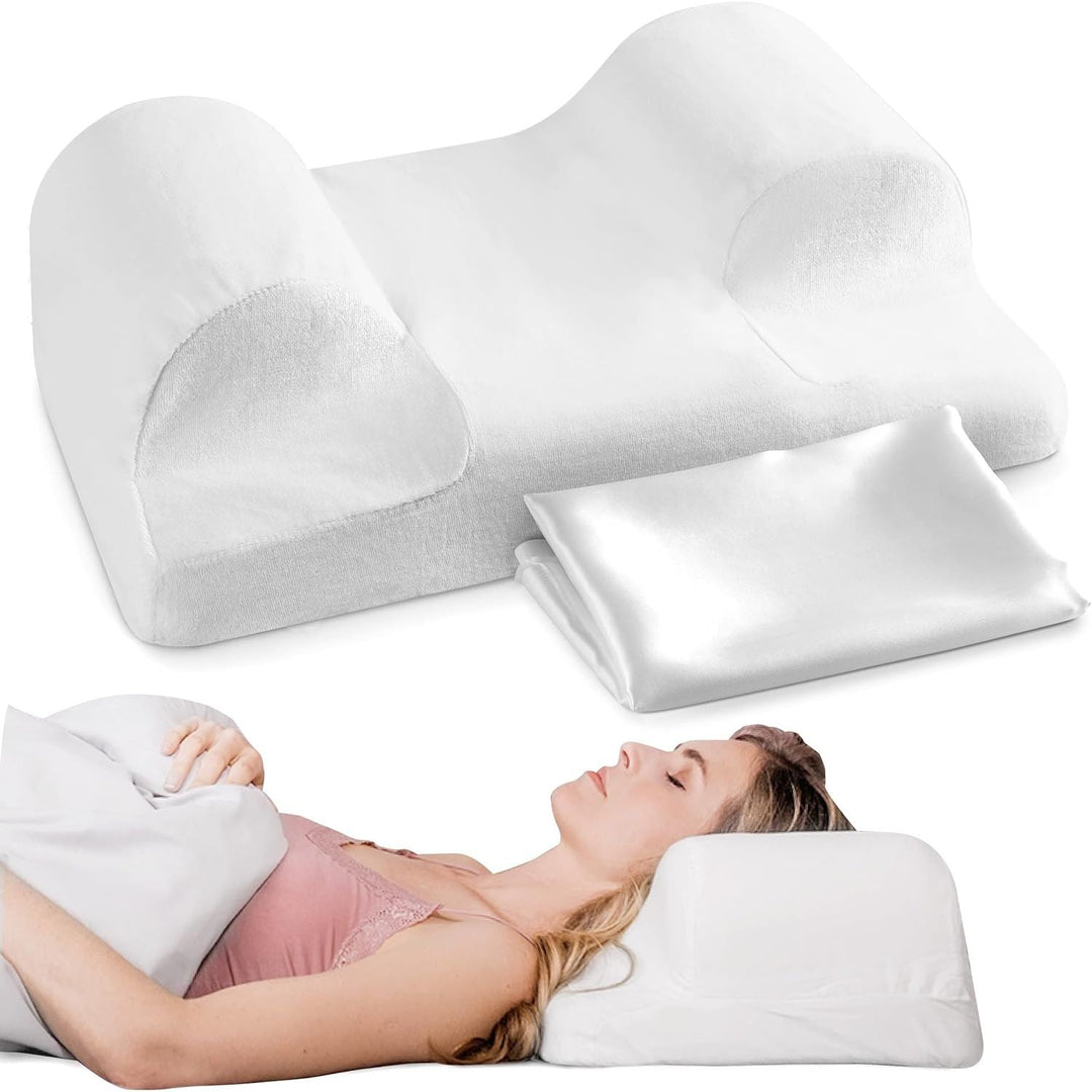 YourFacePillow - Ergonomic Cervical Memory Foam Pillow for Comfortable Back Sleeping - Contoured Neck & Shoulder Support - Best Sleep Posture Alignment - Standard with Satin Case - Just Closeouts Canada Inc.810069952567