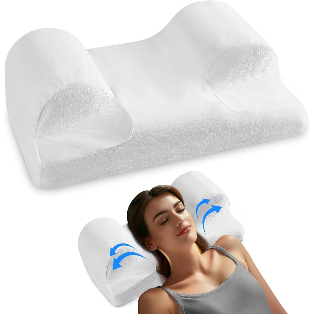 YourFacePillow - Ergonomic Cervical Memory Foam Pillow for Comfortable Back Sleeping - Contoured Neck & Shoulder Support - Best Sleep Posture Alignment - Standard - Just Closeouts Canada Inc.711583723797