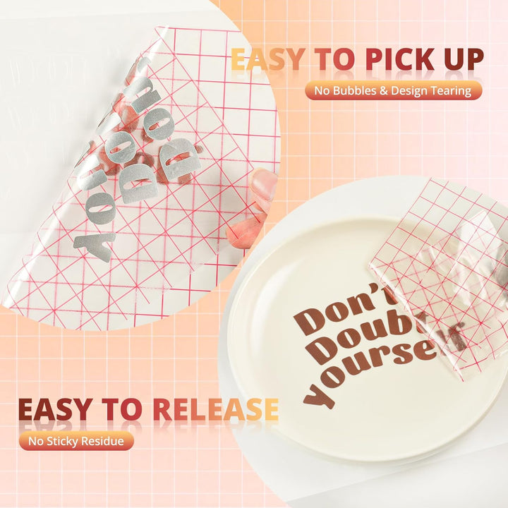 YRYM HT Clear Vinyl Transfer Paper Tape Roll - 12 x 50 FT w/Alignment Grid Application Tape for Silhouette Cameo, Cricut Adhesive Vinyl for Decals,Signs, Windows, Stickers - Just Closeouts Canada Inc.