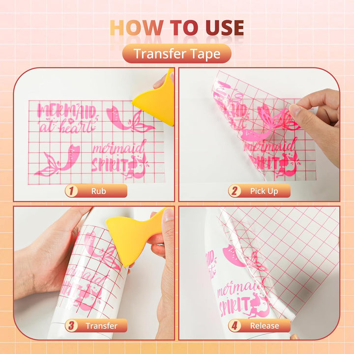 YRYM HT Clear Vinyl Transfer Paper Tape Roll - 12 x 50 FT w/Alignment Grid Application Tape for Silhouette Cameo, Cricut Adhesive Vinyl for Decals,Signs, Windows, Stickers - Just Closeouts Canada Inc.