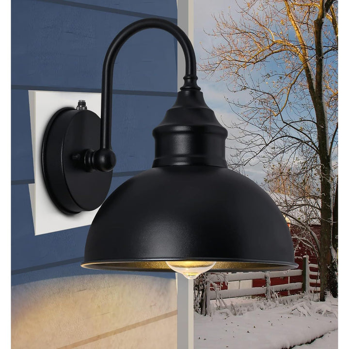 Ytzlvw Outdoor Dusk to Dawn Barn Light, Gooseneck Barn Light Farmhouse Wall Mount Fixture, IP65 Waterproof Barn Light, Matte Black Suitable for Garages, Doorways and Gardens in Various Places - Just Closeouts Canada Inc.